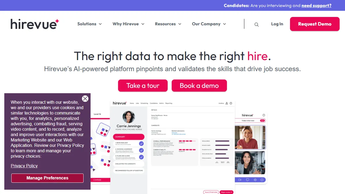 HireVue's video analysis tool.